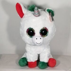 TY Candy Cane the Unicorn Jumbo 16" Beanie Boos Christmas Holiday NWT 2018